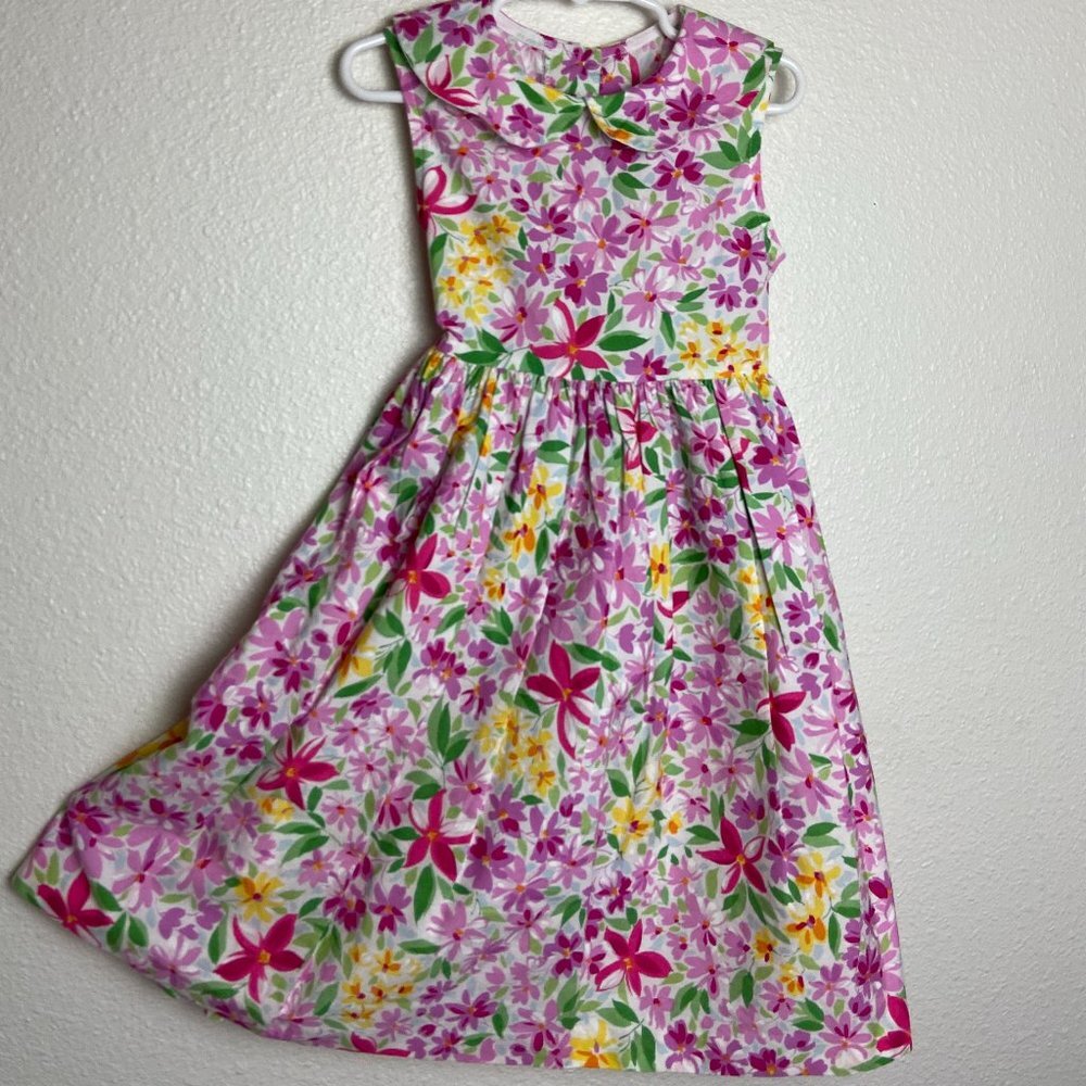 Vintage Plum Pudding Floral Sleeveless Girls Dress Sz 6.